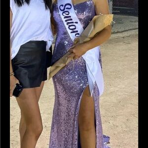 Elegant Purple Sequin Evening Gown